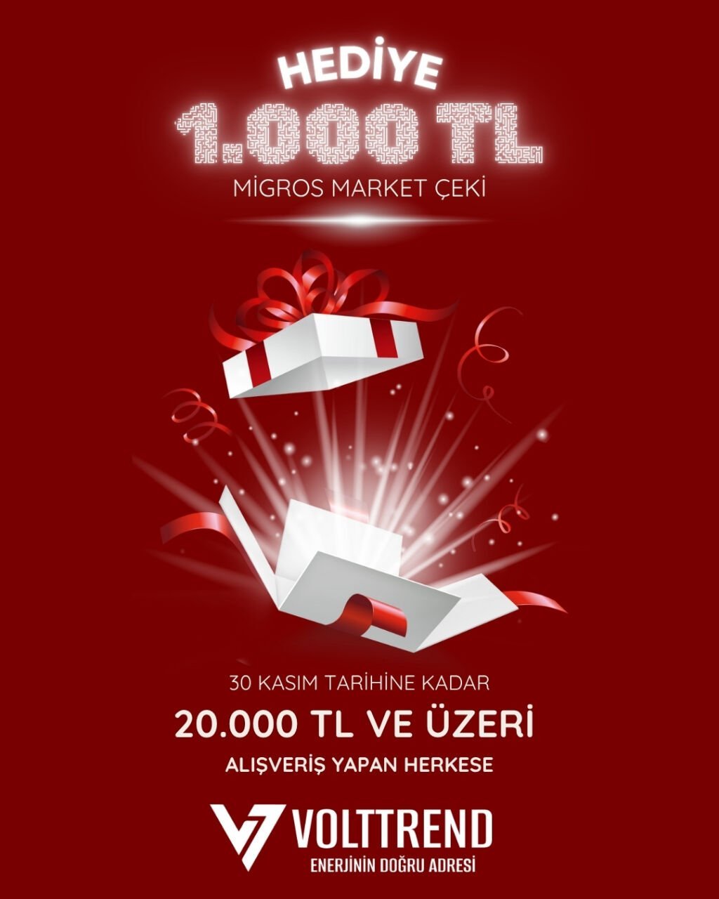 Kasım Ayına Tunçmatik Gücüyle Başlayın: 20.000 TL ve Üzeri Alışverişinize 1.000 TL Migros Hediye Çeki!