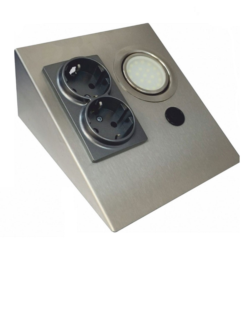 Cata Çift Prizli Tezgah Aydınlatma Spot Armatürü Krom Kasa Beyaz Işık ct-5109