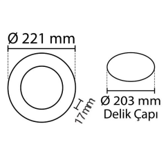 Schuar 18w Beyaz Işık 6500k 1440 Lümen Sıva Altı Slim Led Panel Yuvarlak Alüminyum Kasa SC-1518-B