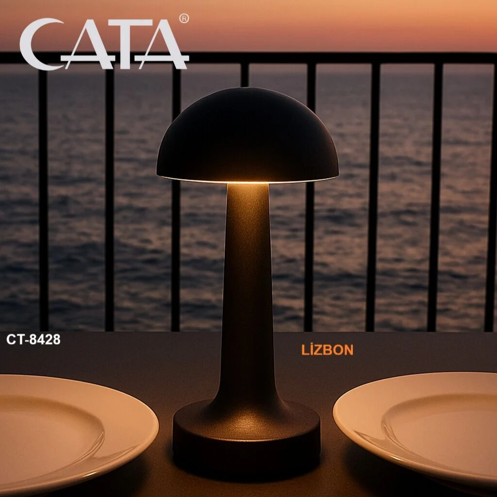 Cata CT-8428 Lizbon 3 Işık Siyah Renk Dokunmatik USB Şarjlı Dim Edilebilir Masa Lambası