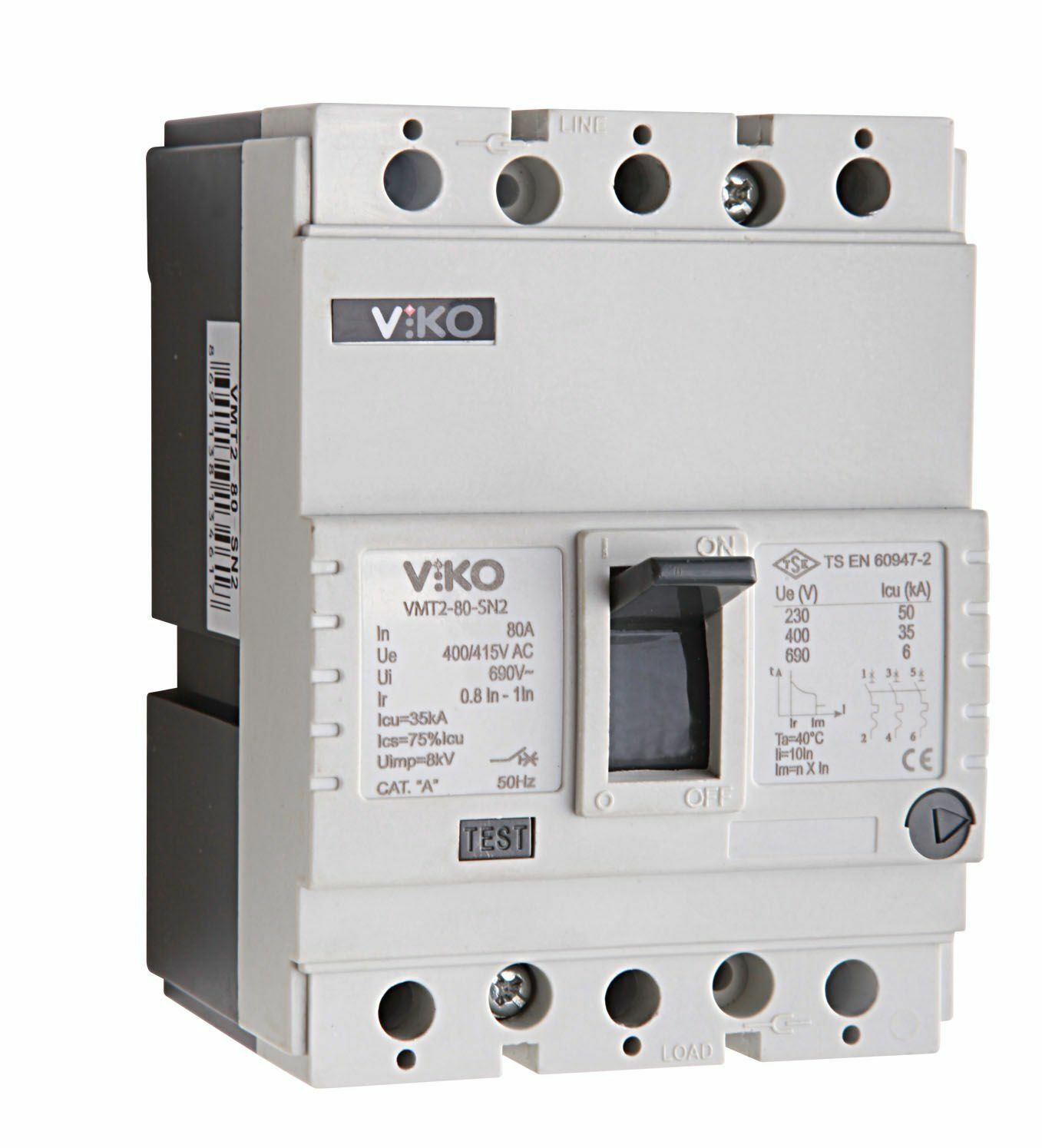 Viko 3X125 Amper 35kA Termik Ayarlı (87-125a) Kompakt Şalter VMT2-125-SN2