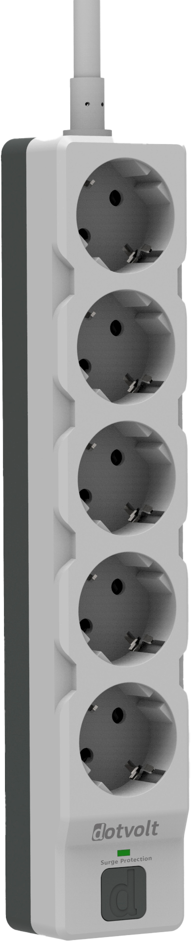 Dotvolt Beşli 1.5 Metre Kablolu Akım Korumalı Priz Beyaz Anahtarlı Surge Hunter 1050 Joule