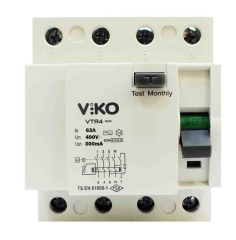 Viko 4x63 Amper 300 Miliamper Trifaze Kaçak Akım Rölesi - VTR4-63300