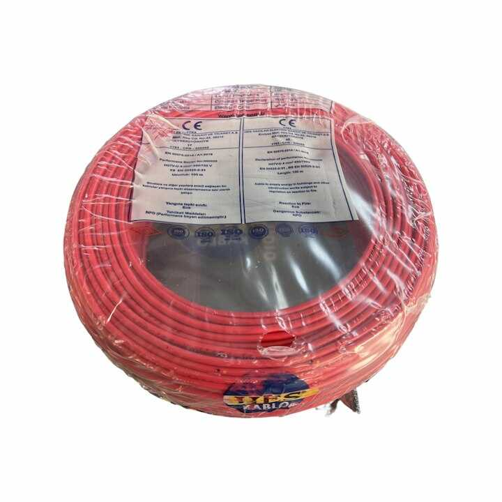 Hes Kablo 4 mm² Nya Tam Bakır TSE Kablo H057V-U  - 100 Metre Kırmızı