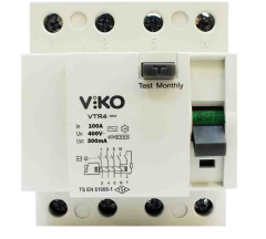 Viko 4x100 Amper 300 Miliamper Trifaze Kaçak Akım Rölesi - VTR4-100300