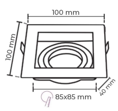 Noas Amazon Siyah Alüminyum Dekoratif Spot Kasası Kare YL60-1360