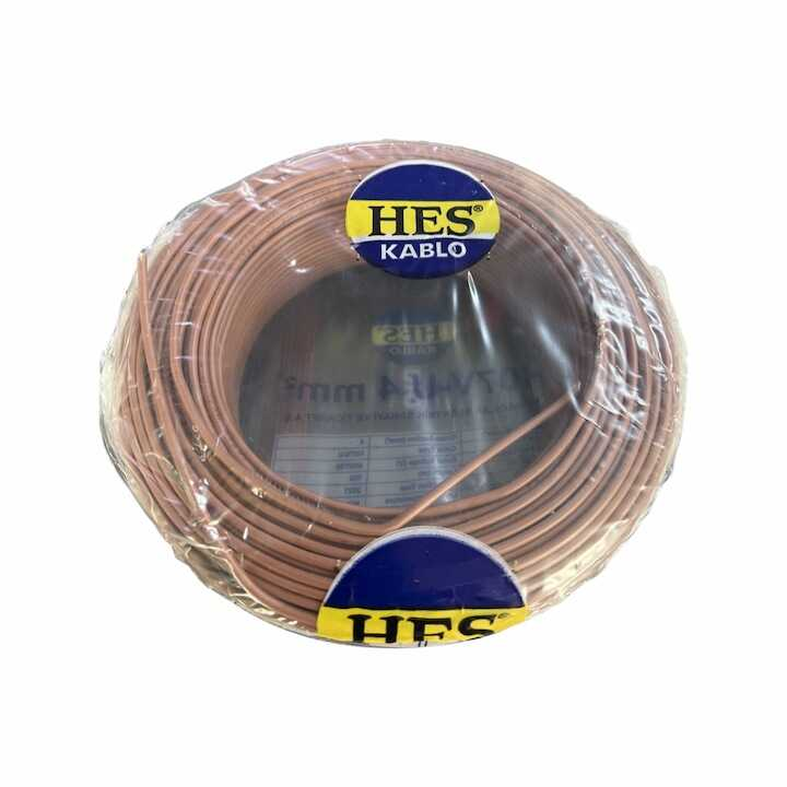 Hes Kablo 6 mm² Nya Tam Bakır TSE Kablo H057V-U  - 100 Metre Kahverengi