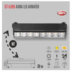 Cata ct-5395 Kama 30w 4000k Günışığı 27,5 Cm Led Ray Spot Armatür