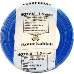 Öznur 1.5 mm² Nya Tam Bakır TSE Kablo H0(5/7V)U/R  - 100 Metre Mavi