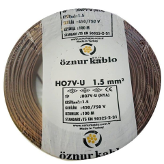 Öznur 1.5 mm² Nya Tam Bakır TSE Kablo H0(5/7V)U/R  - 100 Metre Kahverengi