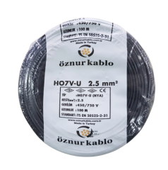 Öznur 2.5 mm² Nya Tam Bakır TSE Kablo H0(5/7V)U/R  - 100 Metre Siyah