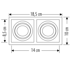 Cata Pars Satin-Siyah Kare Alüminyum Dekoratif İkili Spot Kasası CT-5226