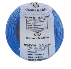 Öznur 2.5 mm² Nya Tam Bakır TSE Kablo H0(5/7V)U/R  - 100 Metre Mavi