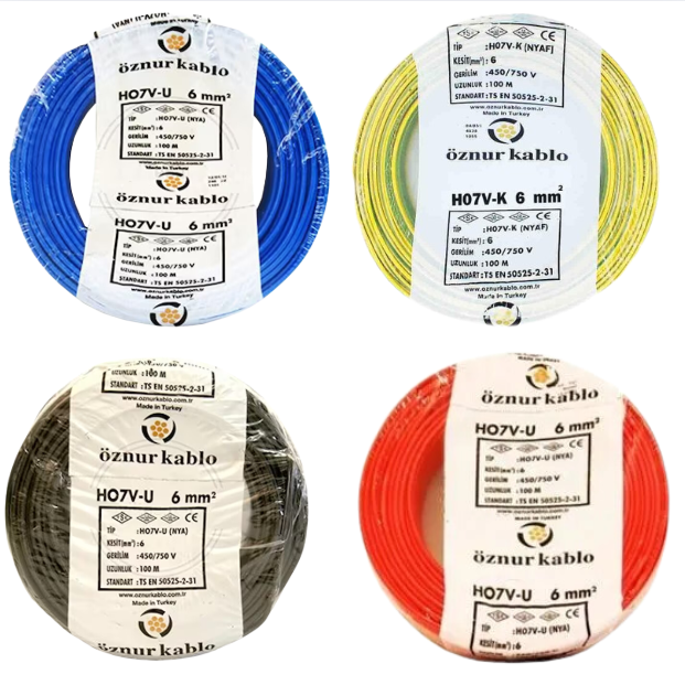 Öznur 6 mm² Nya Tam Bakır TSE Kablo H0(5/7V)U/R  - 100 Metre