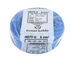 Öznur 6 mm² Nya Tam Bakır TSE Kablo H0(5/7V)U/R  - 100 Metre Mavi