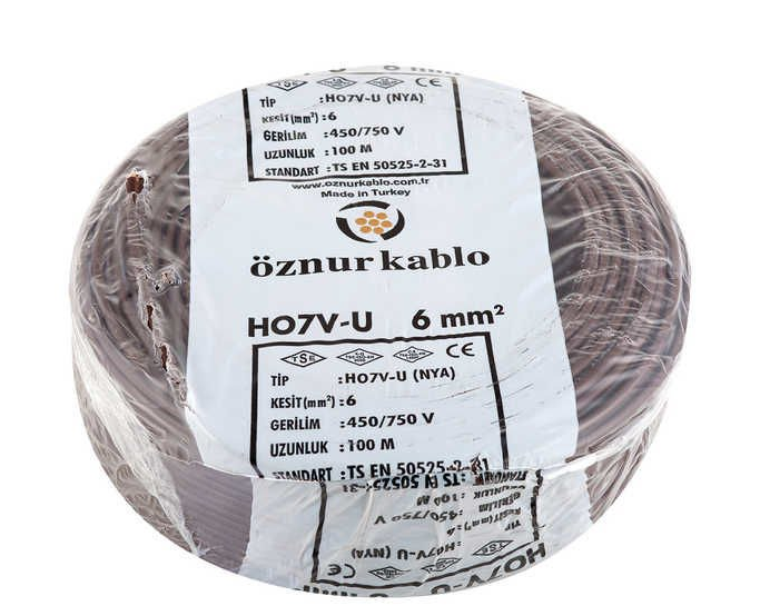 Öznur 6 mm² Nya Tam Bakır TSE Kablo H0(5/7V)U/R  - 100 Metre Kahverengi