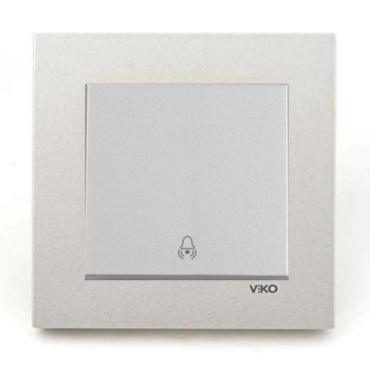 Viko Artline Novella Metalik Beyaz Zil Anahtarı ÇERÇEVELİ