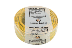 Öznur 6 mm² Nya Tam Bakır TSE Kablo H0(5/7V)U/R  - 100 Metre Sarı Yeşil