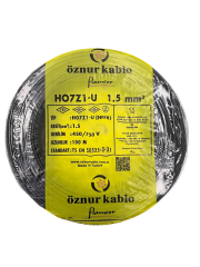 Öznur 1.5 mm² Nya Halogen Free Tam Bakır TSE Kablo H0(5/7Z1)U/R  - 100 Metre Siyah