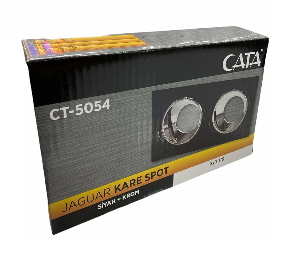 Cata Jaguar Siyah-Platin Kare Dekoratif İkili Spot Kasası CT-5054