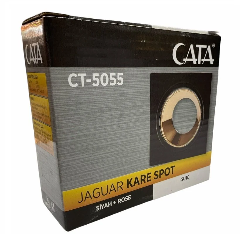 Cata Jaguar Siyah-Bakır Kare Dekoratif Spot Kasası (Daire Delik Çapı) CT-5055