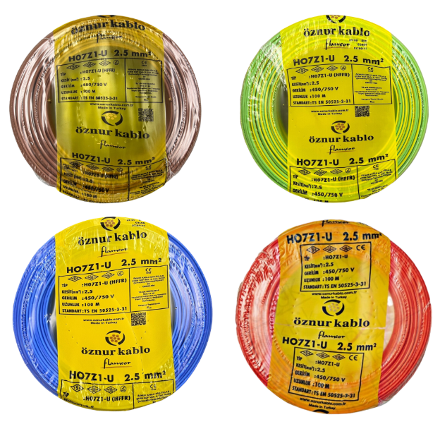 Öznur 2.5 mm² Nya Halogen Free Tam Bakır TSE Kablo H0(5/7Z1)U/R  - 100 Metre