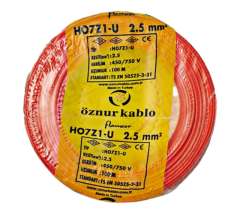 Öznur 2.5 mm² Nya Halogen Free Tam Bakır TSE Kablo H0(5/7Z1)U/R  - 100 Metre Kırmızı