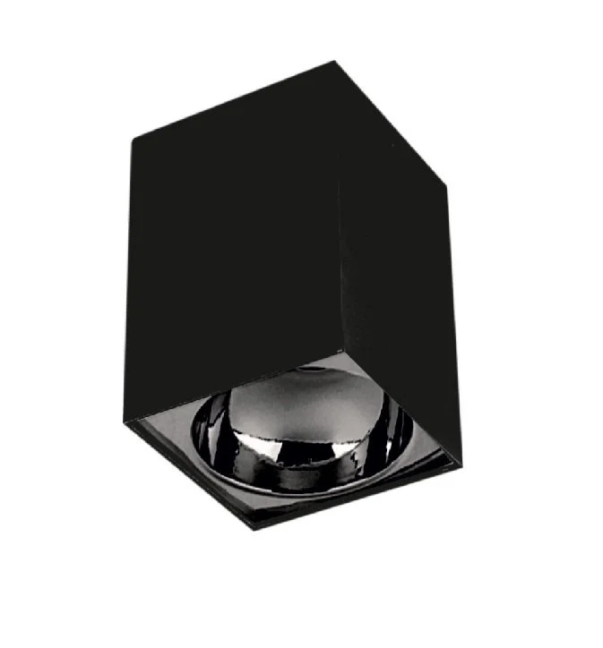 Cata Bergama Siyah-Platin 10x10cm Alüminyum Dekoratif Boş Spot Kasası CT-5420 SP