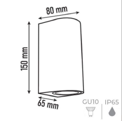 Cata İbiza Siyah Çift Yönlü Dış Mekan Alüminyum Aplik Boş Kasa Ct-7062