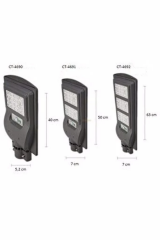 Cata 120W Beyaz Işık 6500K Sensörlü Led Kumandalı Solar Sokak Armatürü CT-4691