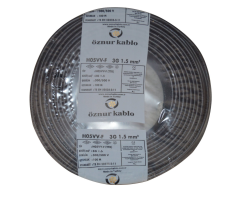 Öznur 3x1.5 mm² TTR Kablo Beyaz/Siyah Renk H05VV-F Tam Bakır - 100 Metre Siyah