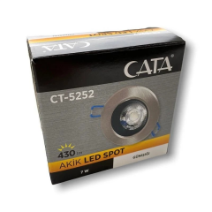 Cata CT-5252 7W Akik COB LED Gömme Spot Armatür - Saten / Krom Kasa