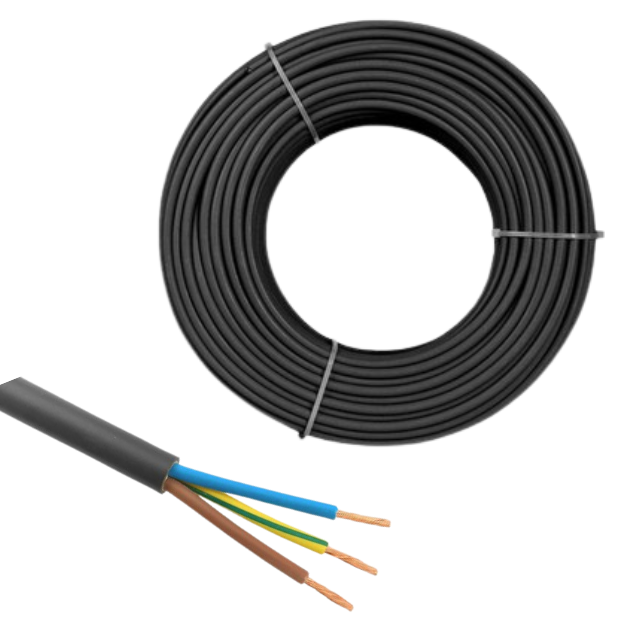 3x2.5 mm² TTR Kablo Beyaz/Siyah Renk H05VV-F Tam Bakır - 100 Metre Siyah