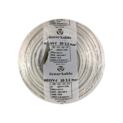 Öznur 3x2.5 mm² TTR Kablo Beyaz/Siyah Renk H05VV-F Tam Bakır - 100 Metre Beyaz