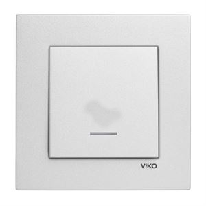 Viko Artline Novella Metalik Beyaz Işıklı Anahtar ÇERÇEVELİ
