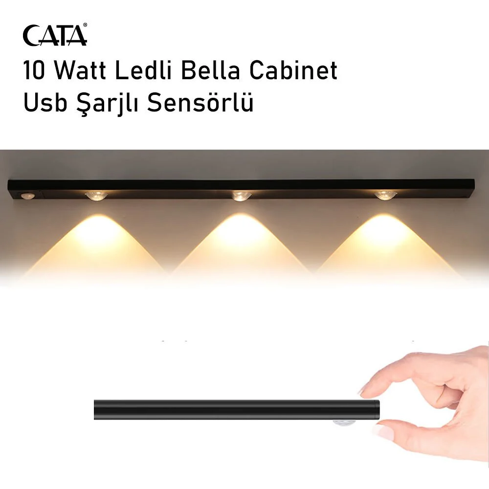 Cata Ct-2464 Şarjlı Led Işık Usb Şarjlı Kablosuz Mıknatıslı Led Lamba 3 Farklı Işık Rengi