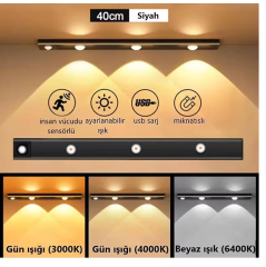 Cata Ct-2464 Şarjlı Led Işık Usb Şarjlı Kablosuz Mıknatıslı Led Lamba 3 Farklı Işık Rengi
