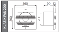 Horoz 200'lük Fan 20CM Banyo ve Mutfak Aspiratörü 500 000 200