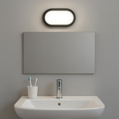 Horoz Aydos 20W Oval Siyah Led Nem Su Geçirmez Banyo Bahçe Balkon Tavan Duvar Aplik Lamba
