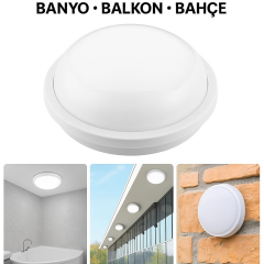 Horoz Artos 15W Yuvarlak Beyaz Led Nem Su Geçirmez Banyo Bahçe Modern Tavan Lambası