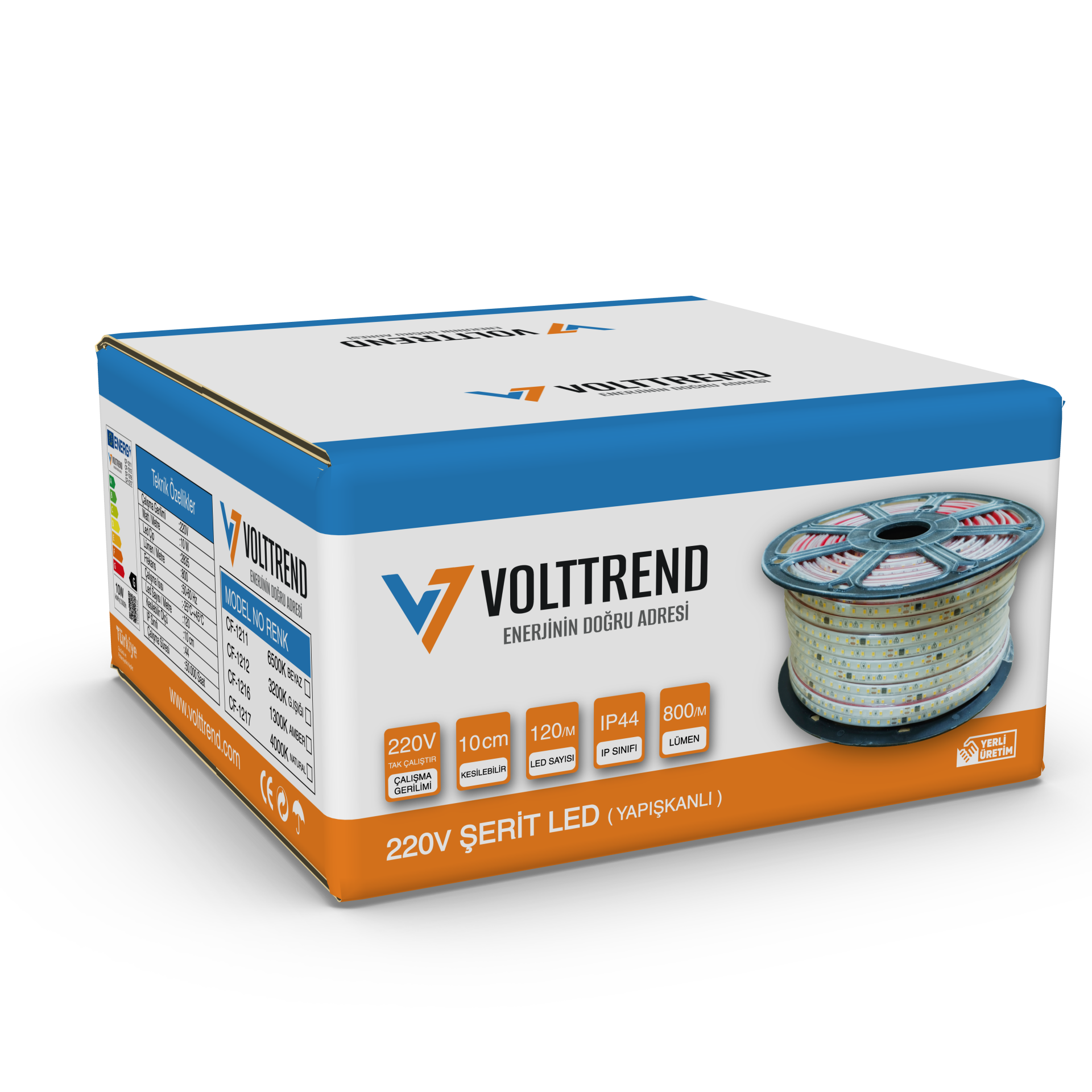 Volttrend 220 Volt 120 Ledli Trafosuz Yapışkanlı Şerit Led Hortum CF-1211