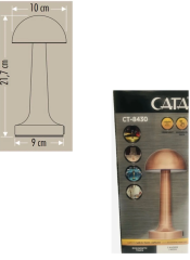 Cata CT-8430 Lizbon 3 Işık Bakır Renkli Dokunmatik USB Şarjlı Dim Edilebilir Masa Lambası
