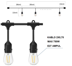 Cata Sarmaşık 5 Metre 5 Duy Sarkıt Eklenebilir Dış Mekan Yılbaşı Ağaç ve Bahçe Aydınlatma CT-7069