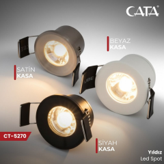 Cata Yıldız 1,5 Watt Sıva Altı Siyah Kasa Yuvarlak LED Spot 80 Lümen CT-5270SYH