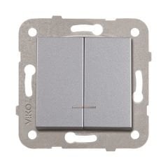 Viko Artline Novella Gümüş Işıklı Komütatör Çerçevesiz 92605050