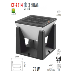 Cata Tibet 75w Beyaz Işık 6500K Solar Kare Set Üstü Bahçe Armatürü CT-7314