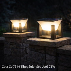 Cata Tibet 75w Beyaz Işık 6500K Solar Kare Set Üstü Bahçe Armatürü CT-7314