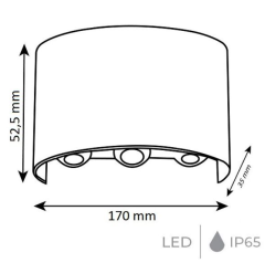 Noas Efes 6 Watt Siyah Çift Yönlü Dış Mekan LED Aplik YL83-1012, YL83-1016