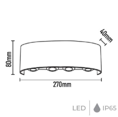 Noas Efes 8 Watt Siyah Çift Yönlü Dış Mekan Günışığı 3200k LED Aplik YL83-1062