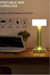 Noas Samos 3 Işık Gold Renkli Dokunmatik USB Şarjlı Dim Edilebilir Masa Lambası YL86-1232